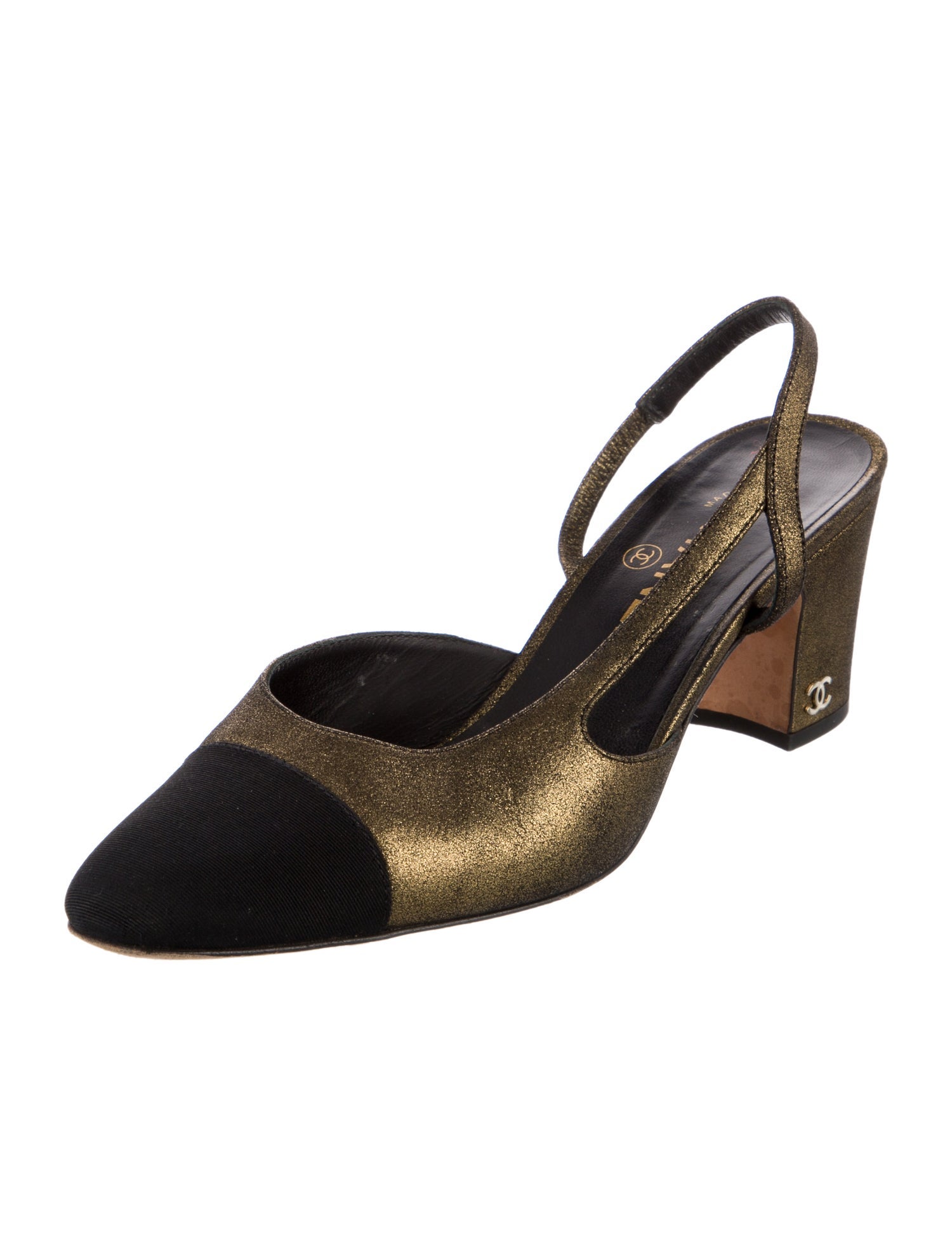 Chanel Interlocking CC Logo Suede Slingback Pumps